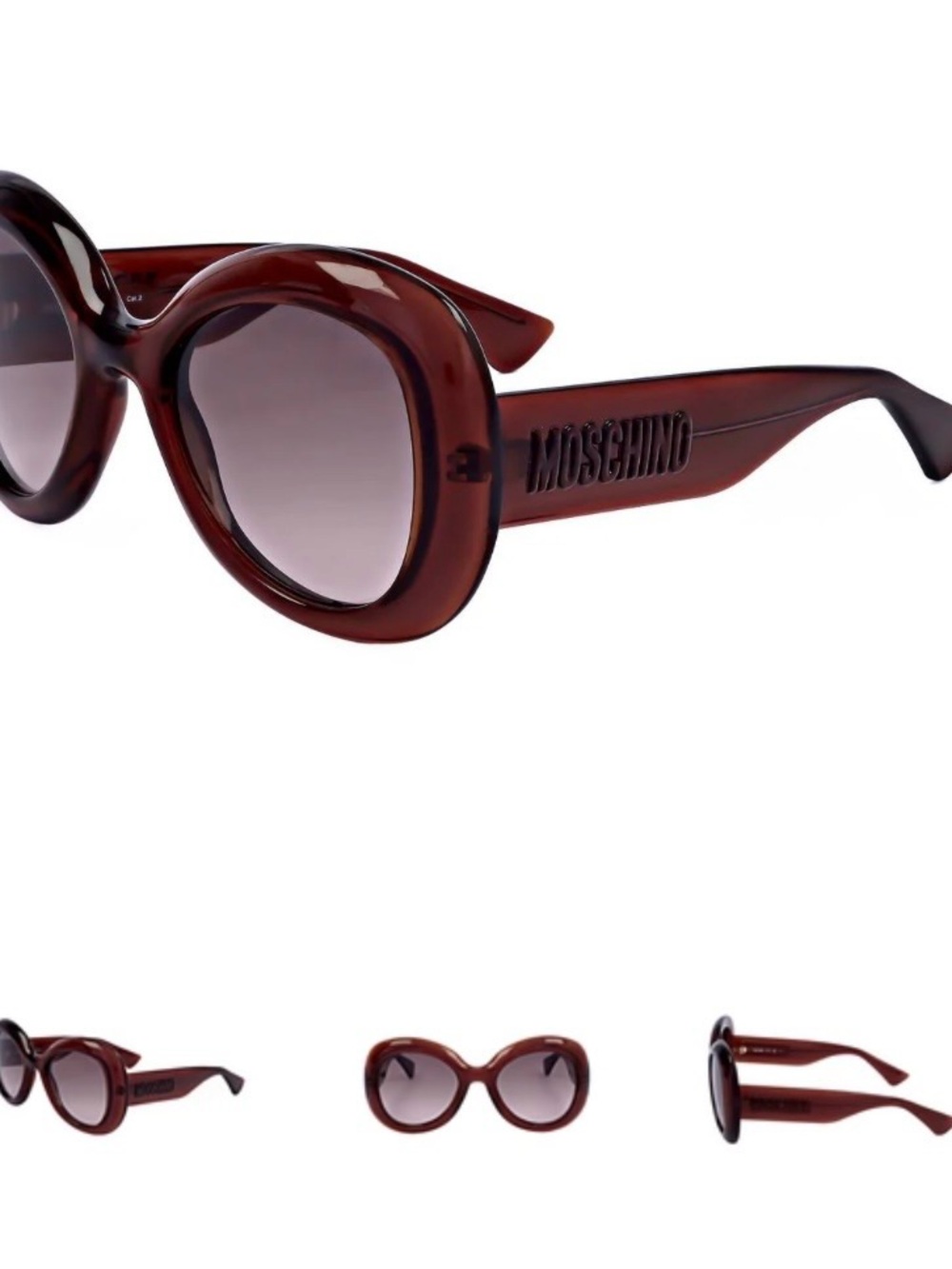 Moschino Brown Oversized Round Women's Sunglasses - Picture 2 of 6